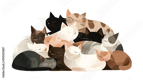 A large pile of adorable cats sleeping together in a cozy heap.