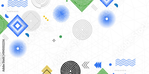 yellow and green blu gren circle banner background. Vector abstract graphic design banner pattern background template.