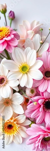 Whimsical flower arrangement with soft petals and delicate stems, abstract, floral