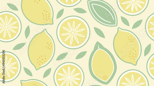 A pixel art illustration of green citrus fruits and leaves on a pale yellow background Vector, illustration