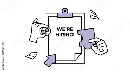 HR hiring concept illustration with recruiter selecting candidate from laptop screen. Recruitment decision and talent search vector design.