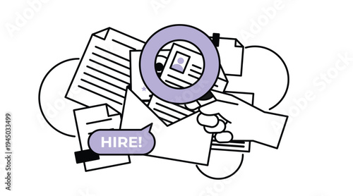 Professional candidate profile concept with employee resume and document files. Career recruitment vector illustration.