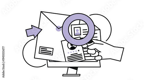 Join our team recruitment concept with magnifying glass and candidate profile documents. Job hiring campaign vector illustration.