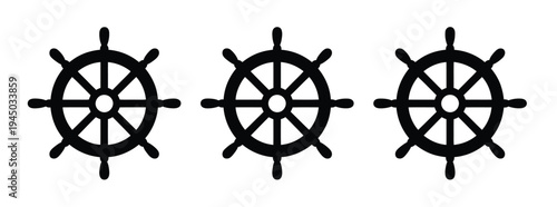 Ship, wheel vector icons collection, nautical helm and maritime steering symbols, boating and sailing equipment concept, clean editable vector design.