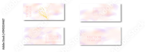 Abstract dusty pink Fluid creative template, cards, color covers set. Geometric design, liquids, shapes with gold foil glitter.