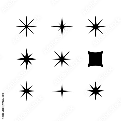 Black and white compass with stars vector icon design symbolizing direction and winter decoration