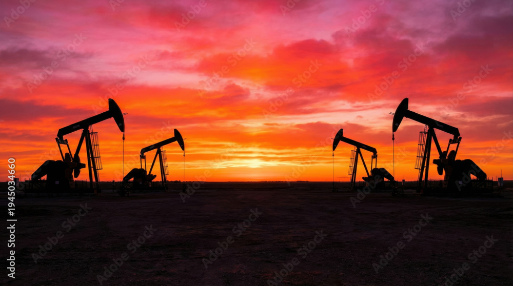 Fototapeta premium Oil price global crisis energy sunrise sky