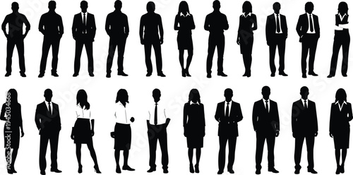 Collection of various woman head profile silhouettes with different hairstyles like ponytail and bun in a detailed black etched engraving style isolated on white.