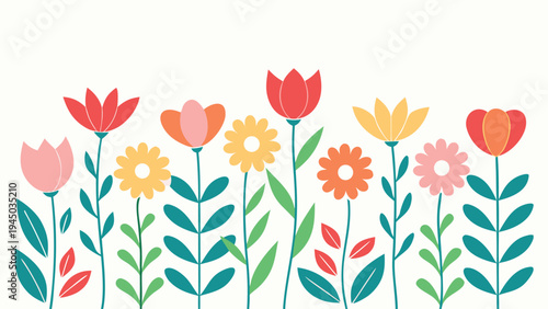A colorful illustration of flowers on white background Vector, illustration