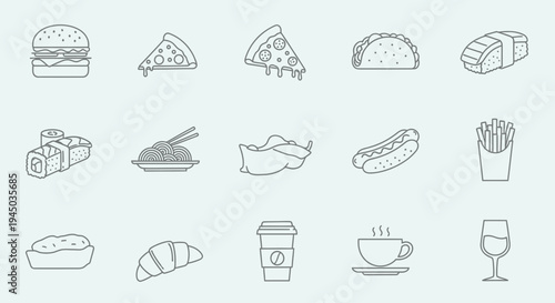 Variety of Food and Drink Items.