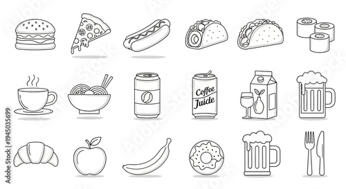 Food and drink icons collection.