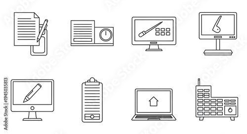 Computer hardware and office technology icons.