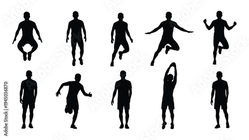 A collection of diverse human silhouettes in various poses and actions