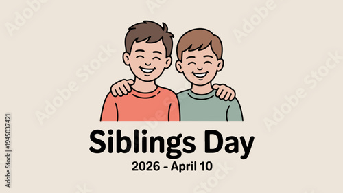 Two happy boys celebrating sibling day on april 10 with arms around each other