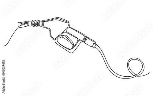 Gas Pump Nozzle Continuous Line Drawing Minimalist Vector Isolated on White
