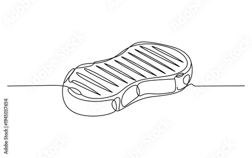 Grilled Steak Single Line Drawing Minimalist Style