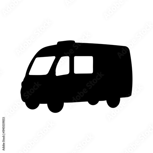 Silhouette of a modern campervan or mini-bus, perfect for travel and adventure Vector, illustration