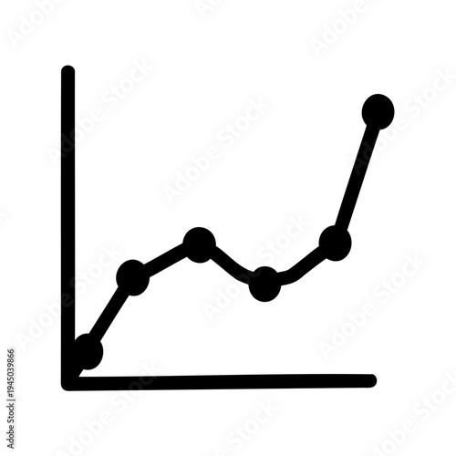 Simple black line graph icon illustrating data progression and trend analysis Vector, illustration