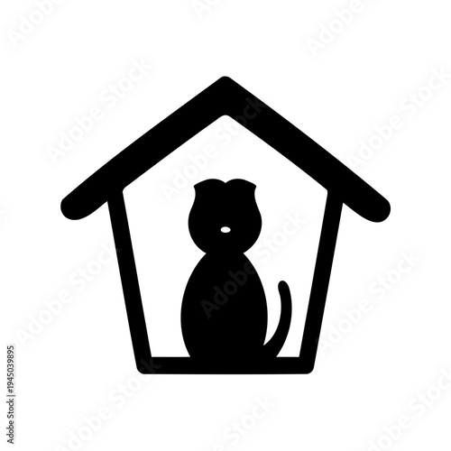 A simple icon illustrating a pet sitting comfortably inside a protective shelter Vector, illustration