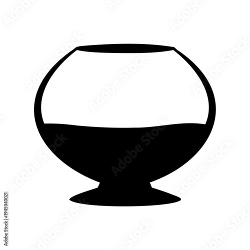 Stylized black silhouette of a snifter glass partially filled with liquid on a pedestal Vector, illustration