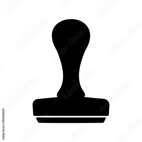 Black silhouette of a classic rubber hand stamp icon for official documents Vector, illustration