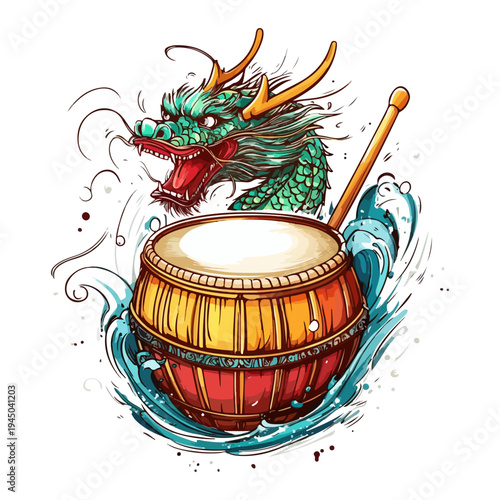 asia, dragon boat festival, celebration, drum, vector, transparent background, percussion, instrument, isolated, musical, drums, traditional, beat, culture, object
