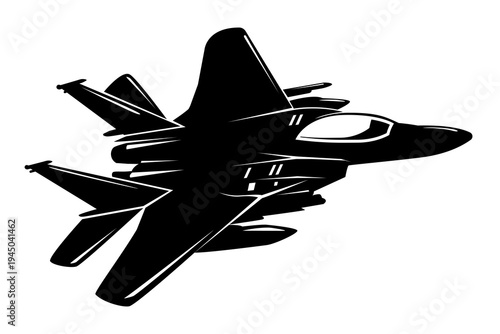 Stealth fighter jet aircraft silhouette vector illustration for military concept