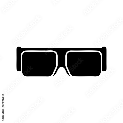 Classic black 3d glasses icon for immersive cinematic and virtual reality experiences Vector, illustration