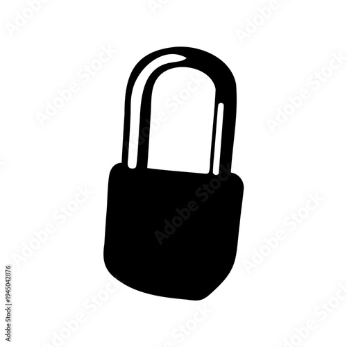 A sleek black silhouette of a classic padlock symbolizing security and protection against unauthorized access Vector, illustration