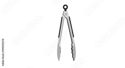 Shiny Silver Tongs as Cooking Utensil Presented in Neutral Product Photo for Online Catalog with Ergonomic Design