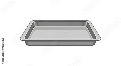 Sleek Stainless Steel Baking Pan for Cooking Utensil Product Showcase in Kitchenware Design Context with Neutral Lighting and White Background