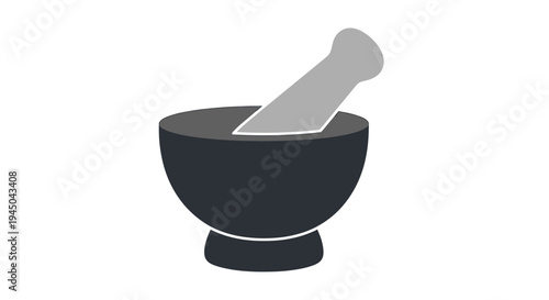 Mortar & Pestle in Bold Lines and Simple Design for Digital Use – Modern Graphic Element with Gray Tones and Flat Style