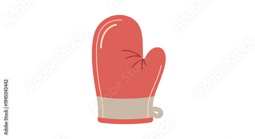 Simple Cartoon-style Oven Mitt Illustration for Cooking Use in Kitchen Utensil Guide Vertical Orientation and Instructional Context
