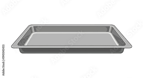 Simplified Rectangular Baking Pan as Cooking Utensil in Grayscale Vector Art for Instructional Use