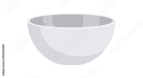 Stylized Illustration of Modern Ceramic Cooking Utensil Bowl Centered in Minimalist Frame with Elegant White Porcelain Design