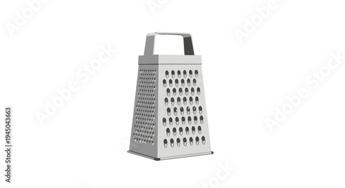Top View of a Detailed Cooking Utensil Box Grater with Rectangular Metal Design Featuring Four Sides for Versatile Grating and Shredding in a Professional Kitchen Setting - Clear Vector Illustration