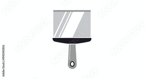 Simple Grayscale Paint Roller Utensil Illustration with Diagonal Stripes and Handle Design for Digital Home Improvement Applications