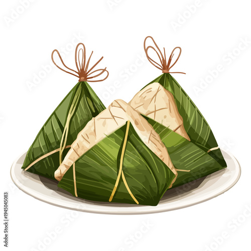 asia, dragon boat festival, celebration, zongzi, sticky rice dumpling, vector, transparent background, icon, object, food