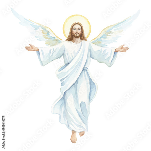 watercolor jesus christ with angelic wings