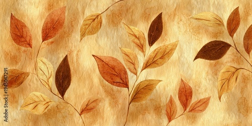 Autumn Leaves Pattern With Textured Background And Soft Lighting