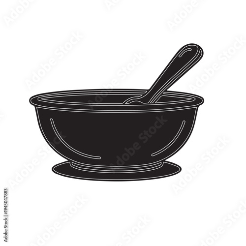 Bowl with Spoon Silhouette