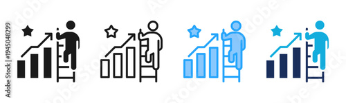 Career Growth icon set multiple style collection