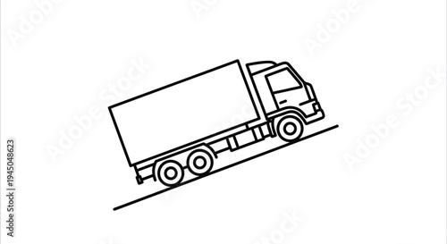 Delivery Truck Driving Uphill on a Sloping Road, Logistics and Transport Icon