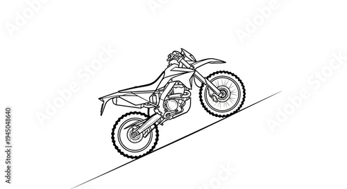 Dirt Bike Riding Up Steep Hill, Off-Road Motorcycle Adventure, Extreme Sports
