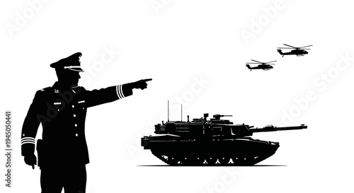 Military Commander Directs Tank and Helicopters in Strategic Operation