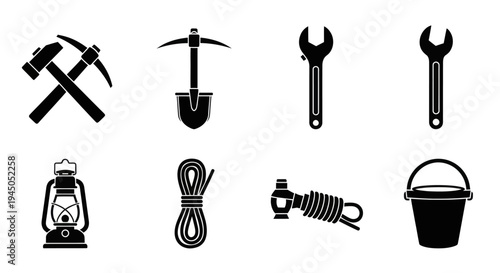 Camping and Mining Tools Collection.