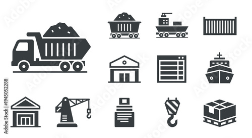 Collection of Logistics and Industry Icons.
