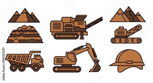 Collection of Mining Equipment and Safety Gear.