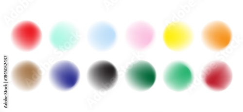 PrintSet color circle gradient noise gradation. Abstract colorful watercolor blur mesh on isolated transparent background. Circle shape png.
