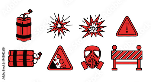 Danger Signs and Hazard Symbols Illustration.